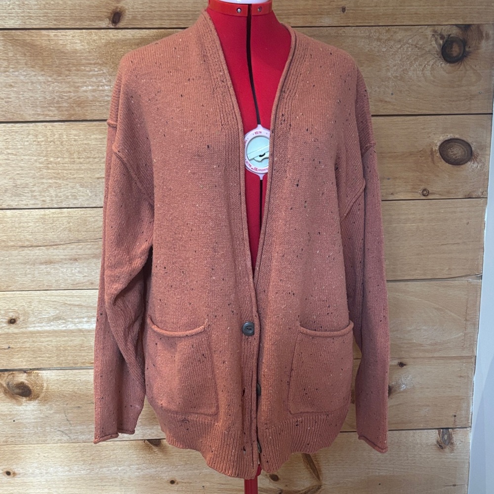 Universal Thread Rust Orange Heathered Open Cardigan